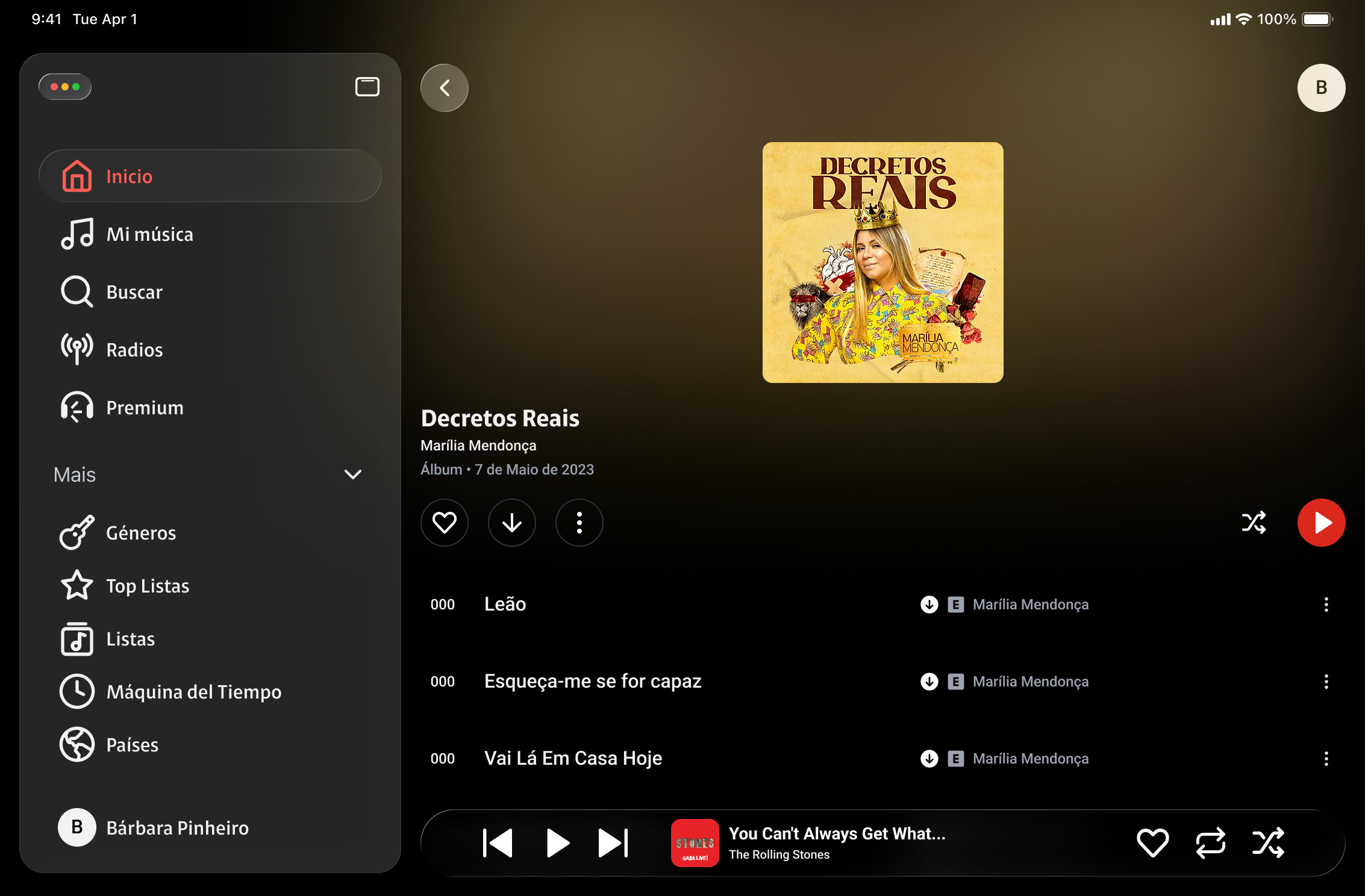 Claro música Tablet Landscape